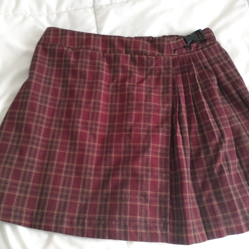 Red plaid skirt